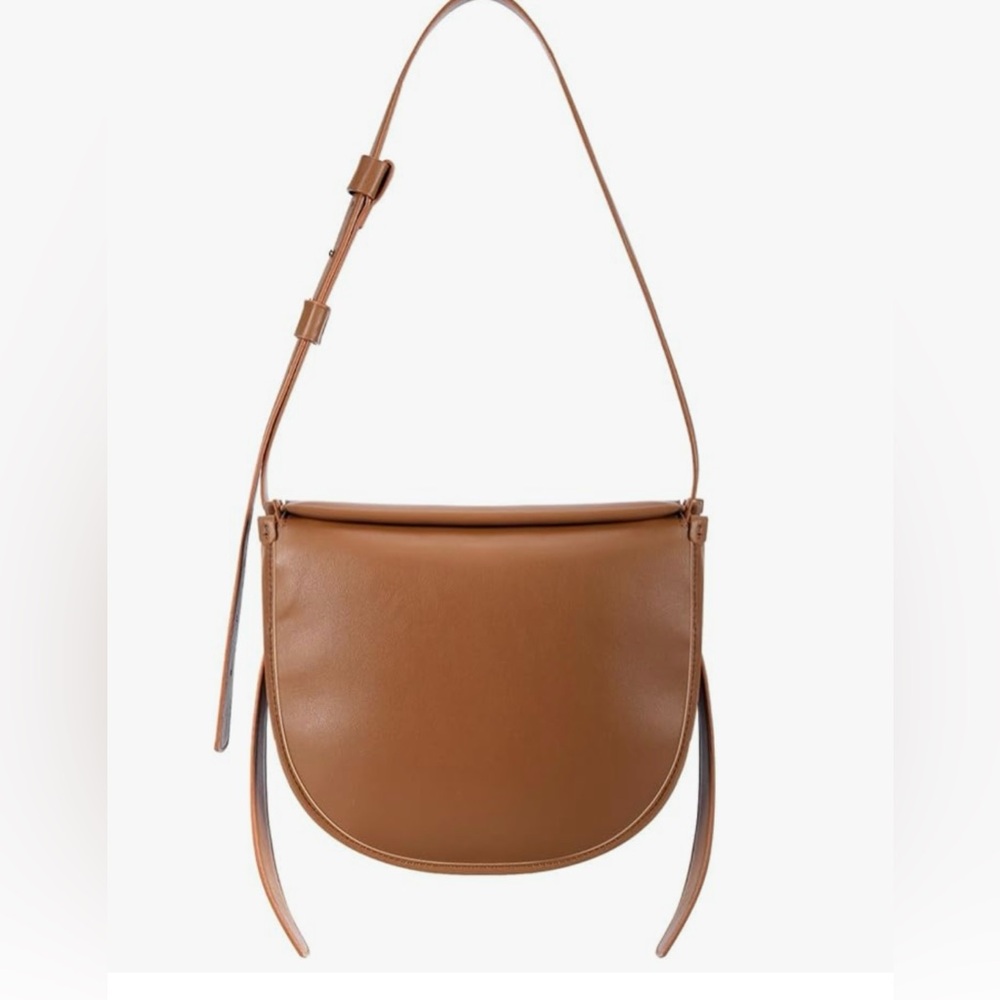Leather Saddle Crossbody Bag in Brown